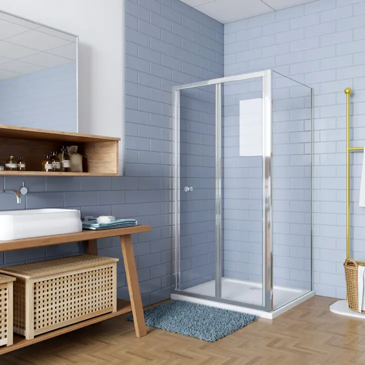 Mampara de ducha plegable,cristal templado 5mm,cromado,900x700x1850mm Aica Sanitarios
