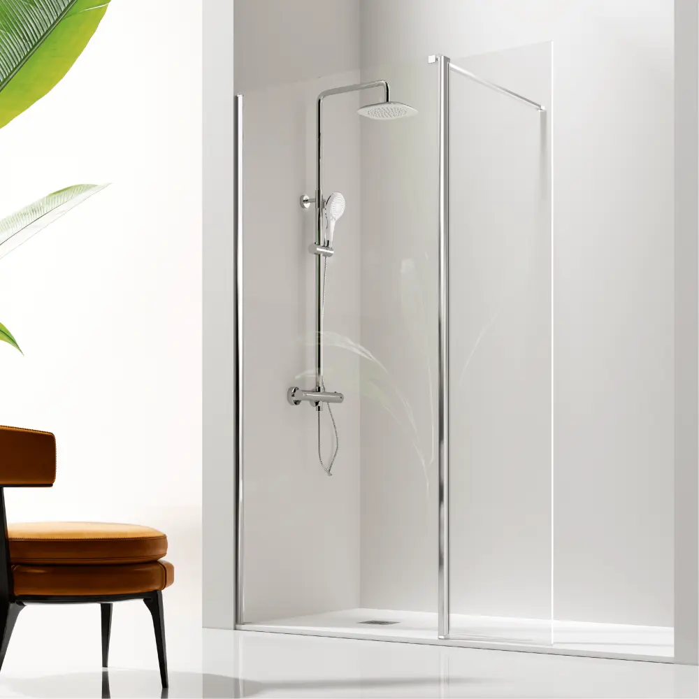 Panel + puerta abatible giro transparente Kassandra
