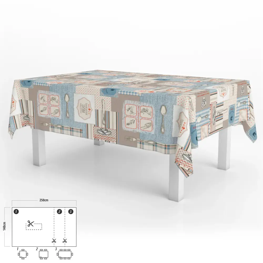 Guante de Cocina Mantel Hule Rectangular Menu Restaurante Impermeable Antimanchas PVC 140x250 cm. Recortable Uso Interior ...