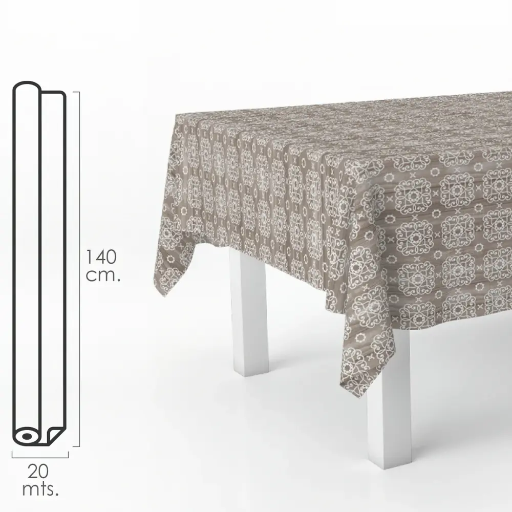 Mantel Hule Rectangular Estampado Madera. Impermeable Antimanchas PVC 140 cm. x 20 metros. Rollo Recortable. Interior y Ex...