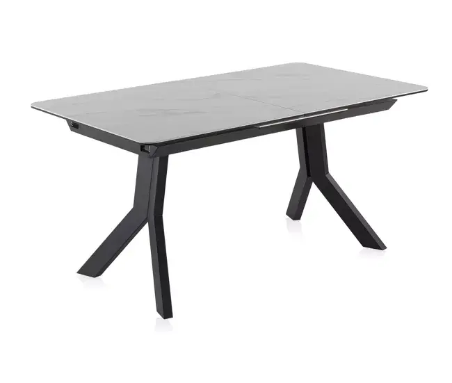 Mesa extensible gris Tablero cerámico y patas metálicas 160/210X90 cm Hecho Mano