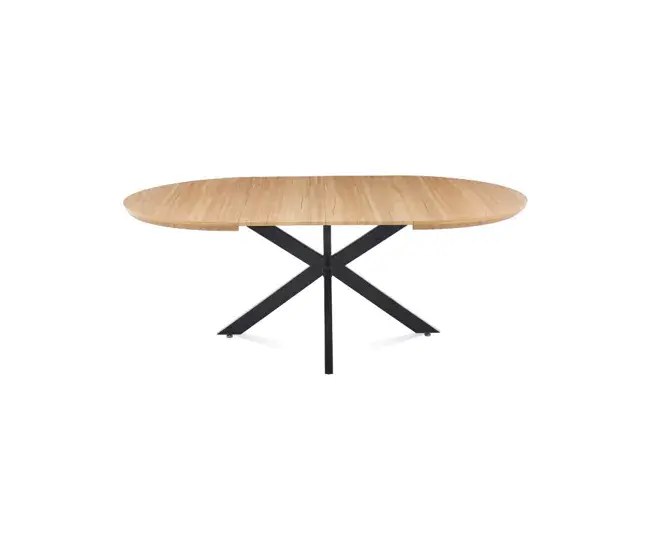 Mesa redonda extensible Asuna Roble Negro 130 x 76 x cm con Funda Extraíble