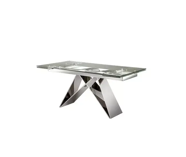 Reposera mesa comedor extensible acero inoxidable color cromo serie mika 160cm