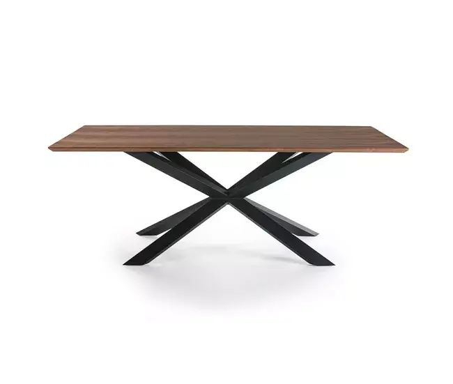 Reposera Mesa de Comedor Rectangular - Modelo LOUSSE - Sobre MDF Nogal - Estructura Metálico Negra MEDIDAS 200 X 100 X 76...