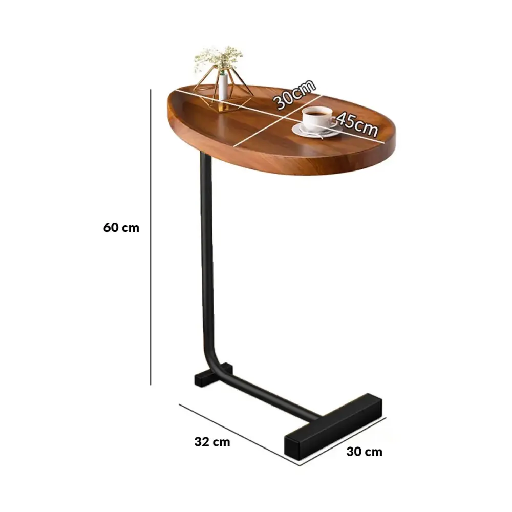 Mesa auxiliar base pedestal natural/negro 60x30x32 cm
