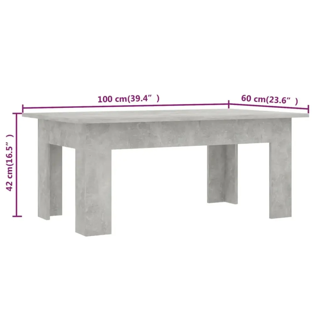 Mesa de centro Cebra diseño fijo gris 42x100x60 cm