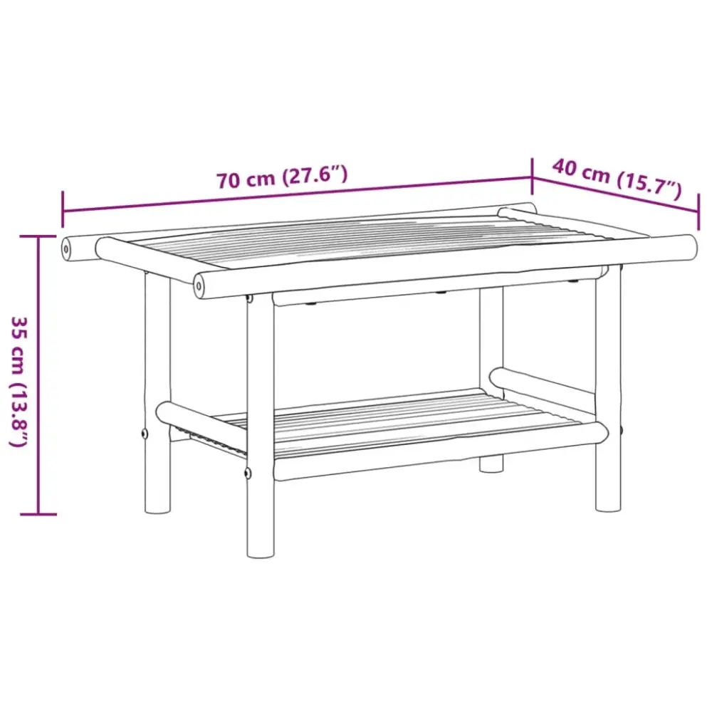 Mesa de centro Dinna estante inferior bambú 35x70x40 cm