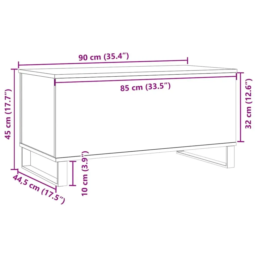 Mesa de centro elevable Centre con almacenamiento 45x90x44,5 cm