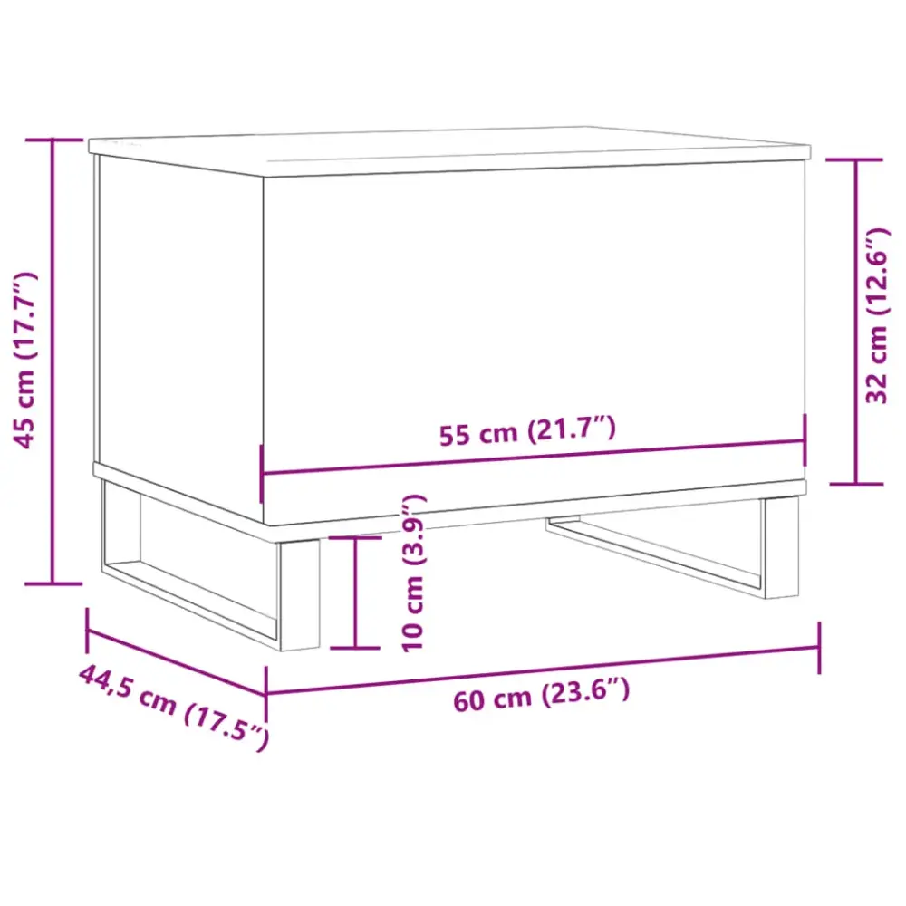 Mesa de centro elevable Cubbe con compartimento 45x60x44,5 cm