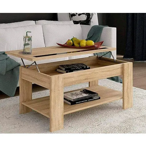 Mesa de centro elevable Julia cristal negro / cambria