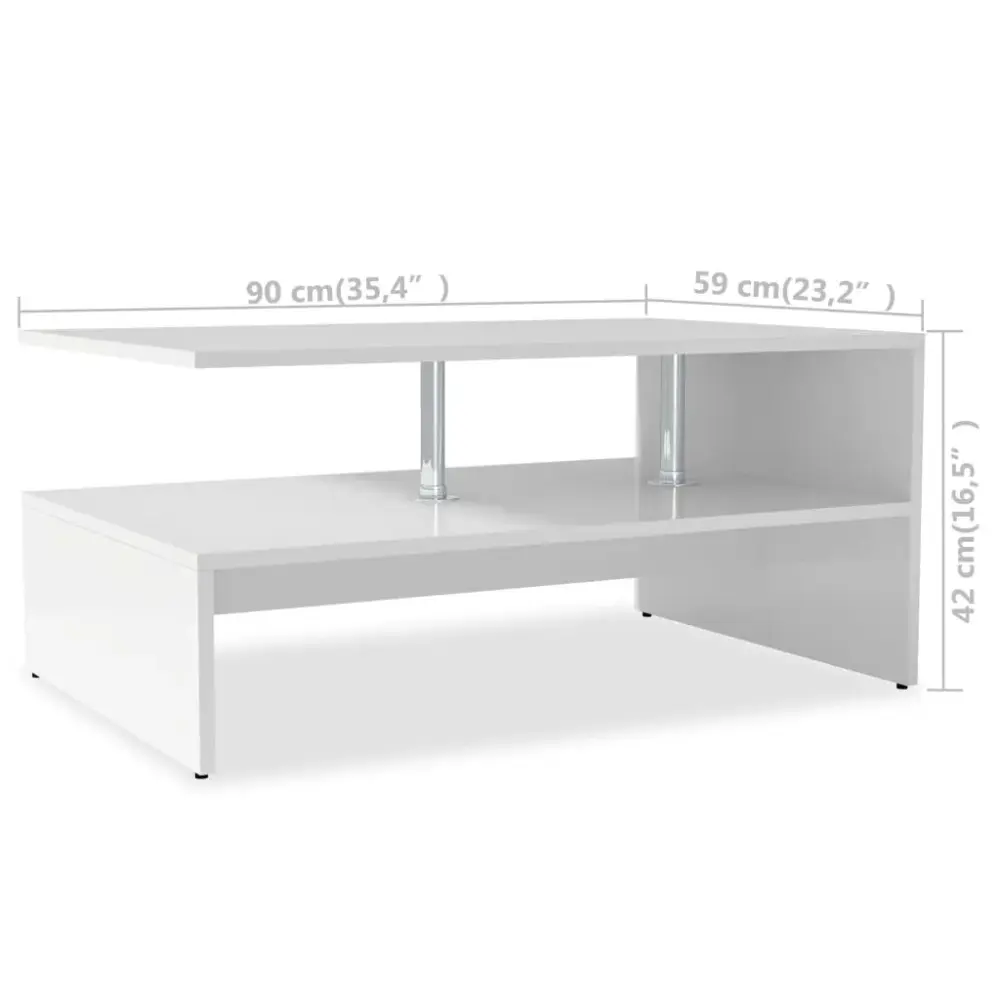 Mesa de centro Lisa estante inferior 42x90x59 cm