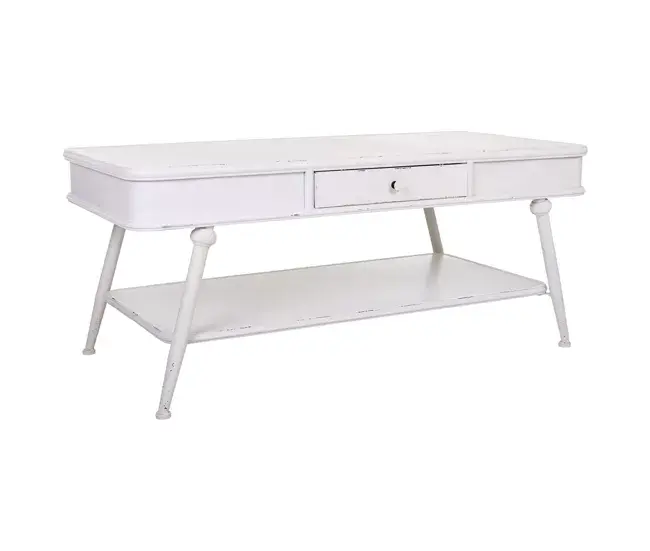 Mesa de centro de metálico blanco 120x60x53h cm