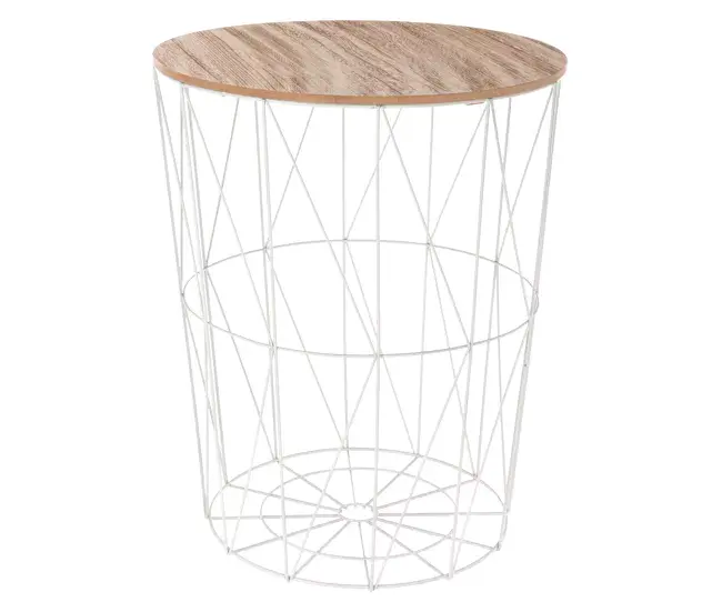 Mesa De Centro Salón Kumi Mesa Auxiliar Tamaño Enorme Color Roble Claro y Blanco 47x57 cm