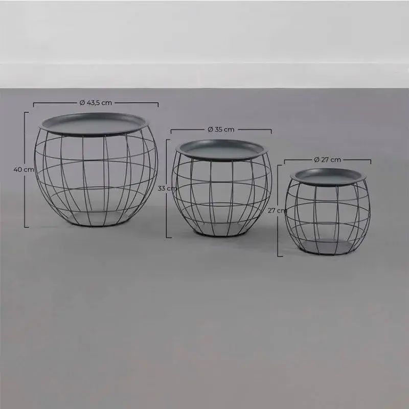 Set de 3 mesitas Baloon Thinia Home con almacenaje interior