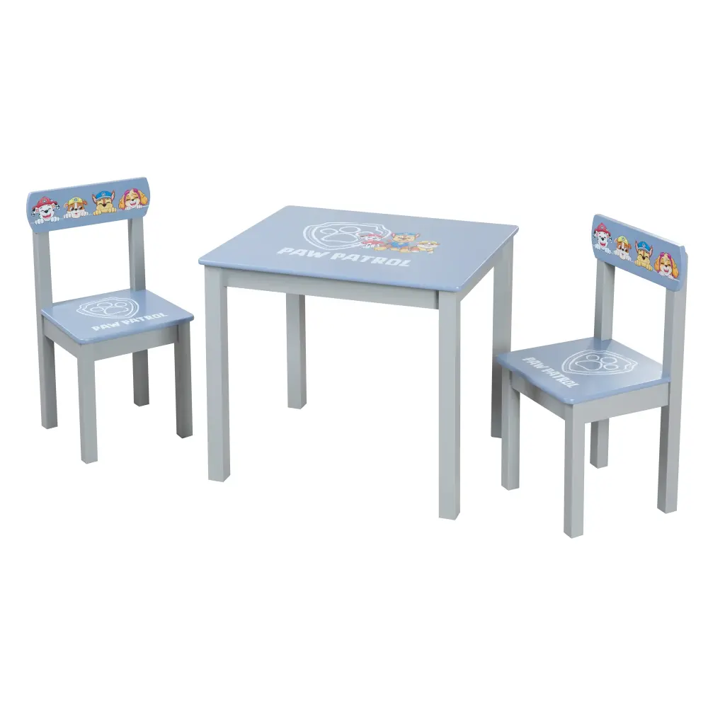 Conjunto de asientos para niños 'Paw Patrol' - 2 sillas infantiles y mesa para niños - Azul / Gris Fácil de Limpiar