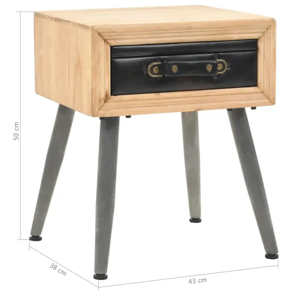 Cama con Cabecera Mesita de noche Lock con cajón madera de abeto natural/gris 50x43x38 cm