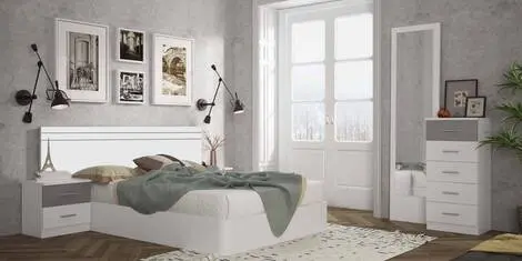 CONJUNTO DE DORMITORIO READY NOW 2 MESITAS + CABECERO+ ESPEJO + SINFONIER para Almacenamiento Óptimo