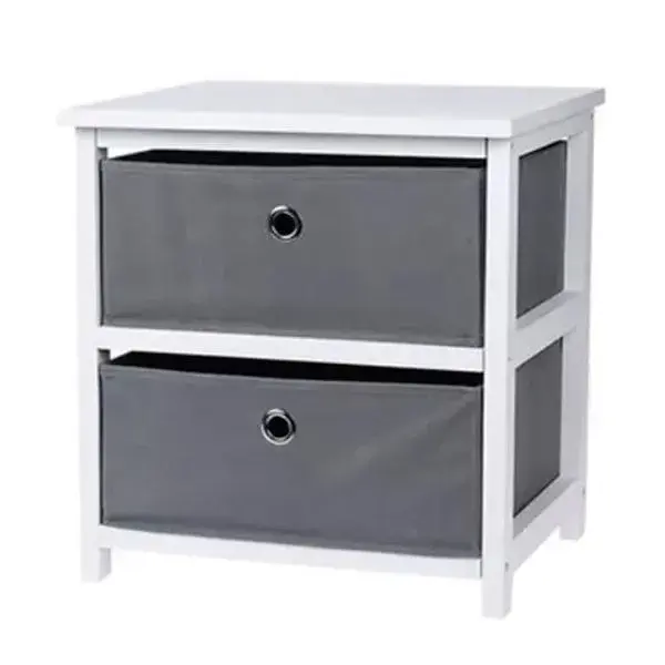 Mesita de Maquillaje Mesita con 2 cajones MDF blanco/gris