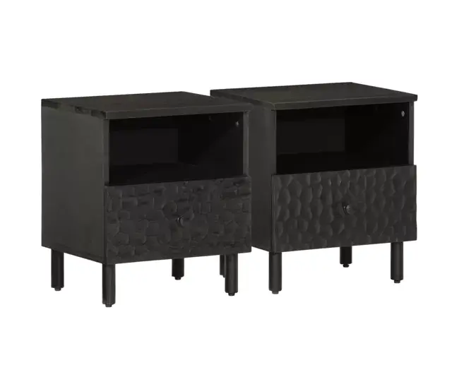 Premium de Madera Maciza vidaXL Mesitas de noche 2 uds madera maciza de mango negro 40x33x46 cm
