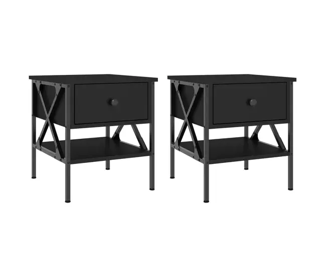 vidaXL Mesitas noche 2 uds madera ingenierí roble ahumado 40x42x45 cm | Espacioso | Organizado