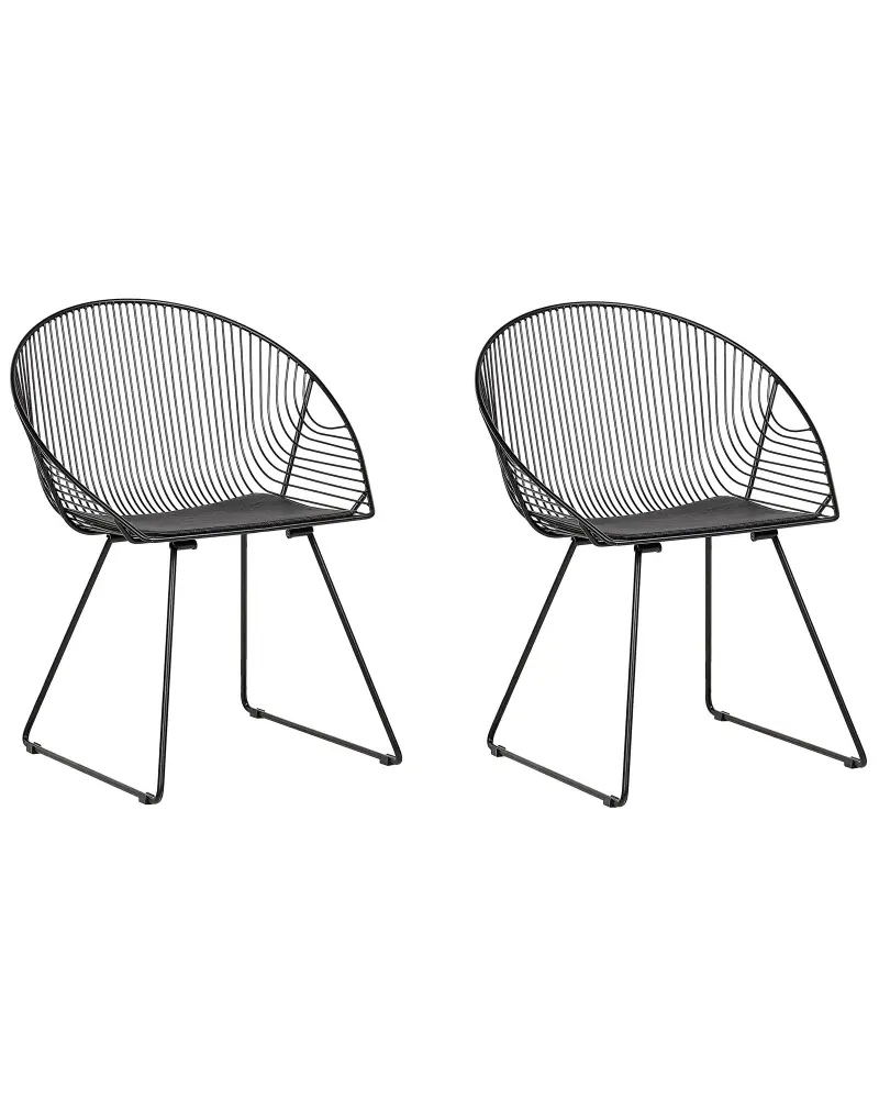 Set 2 Metal Accent Chairs Black AURORA