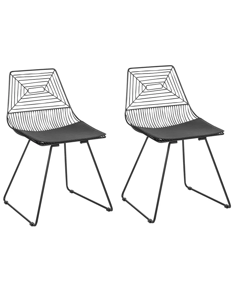 Set 2 Metal Accent Chairs Black BEATTY