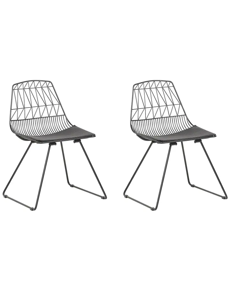 Set 2 Metal Accent Chairs Black HARLAN