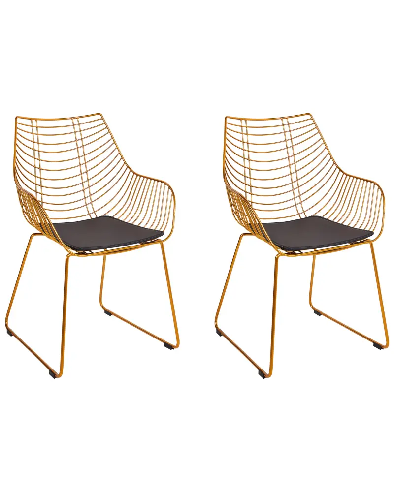 Set 2 Metal Accent Chairs Gold ANNAPOLIS