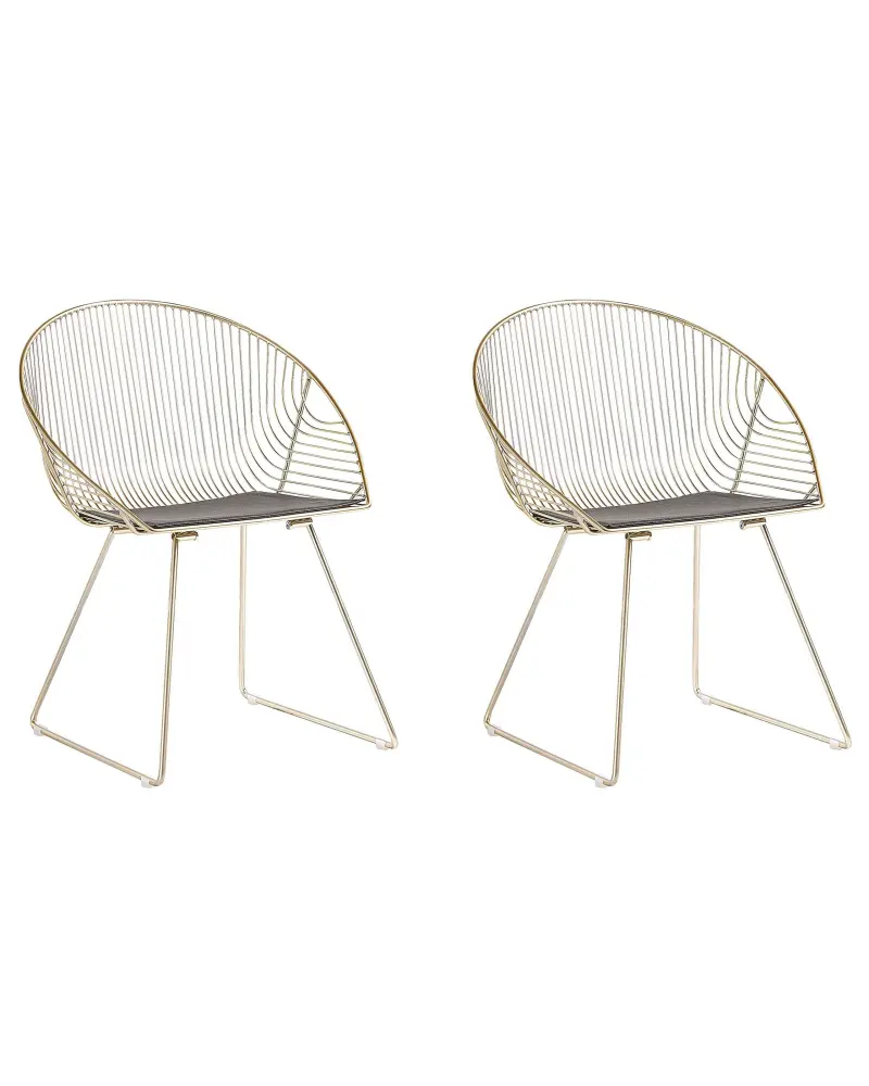 Set 2 Metal Accent Chairs Gold AURORA