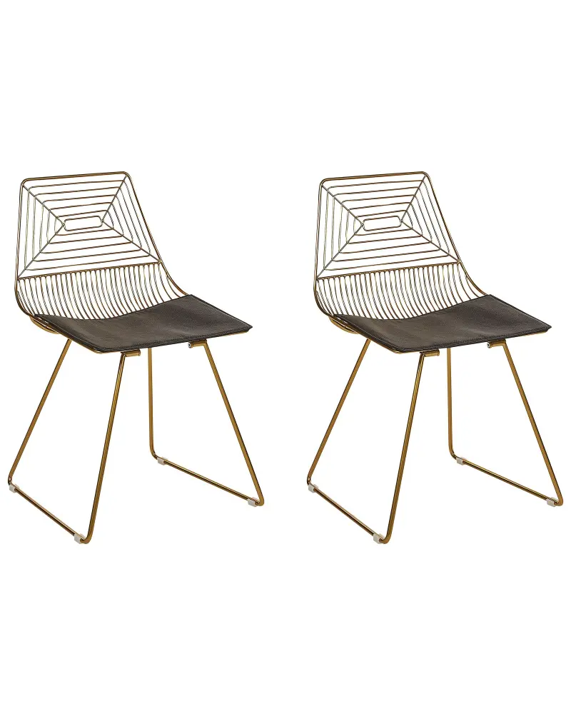 Set 2 Metal Accent Chairs Gold BEATTY