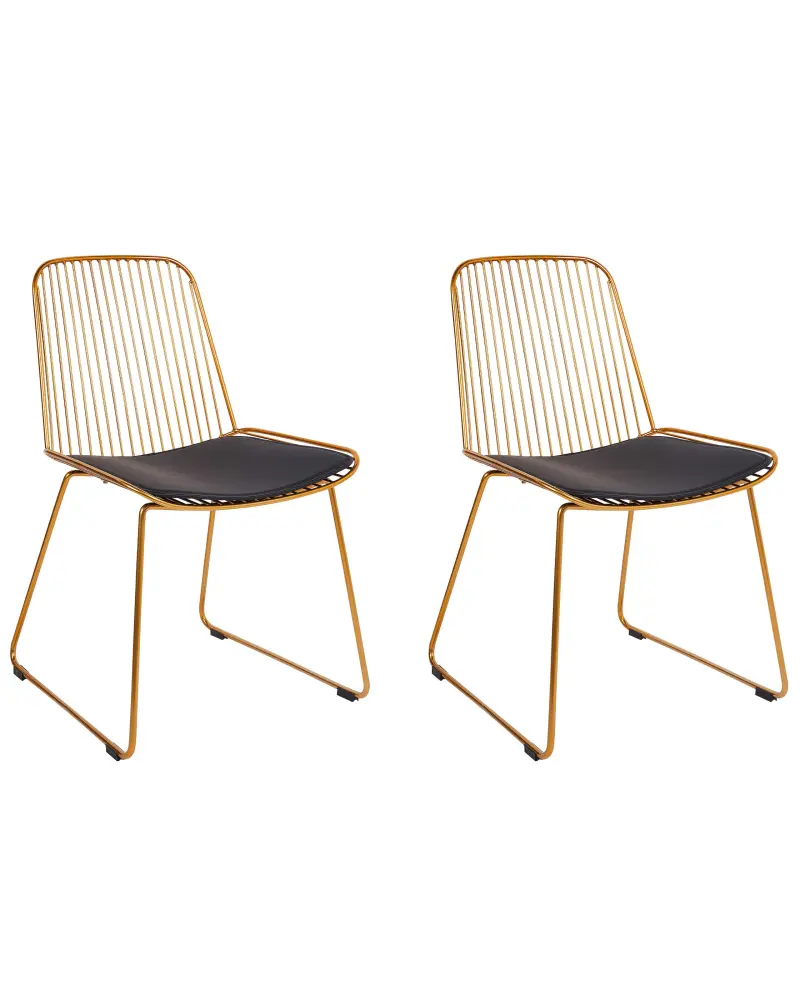 Set 2 Metal Accent Chairs Gold PENSACOLA