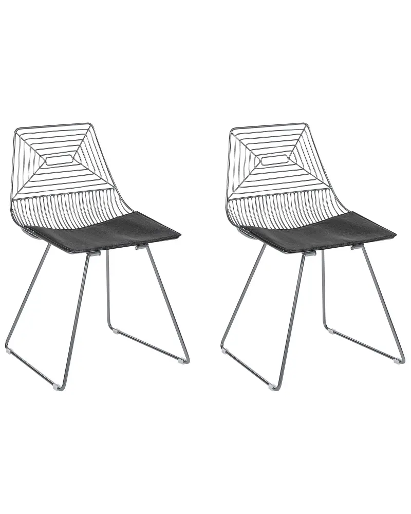 Set 2 Metal Accent Chairs Silver BEATTY