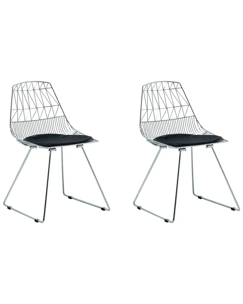Set 2 Metal Accent Chairs Silver HARLAN