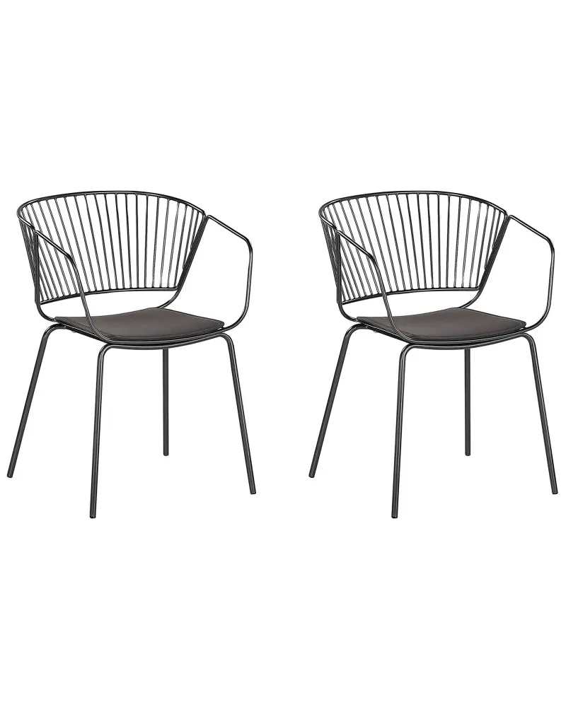 Set 2 Metal Dining Chairs Black RIGBY