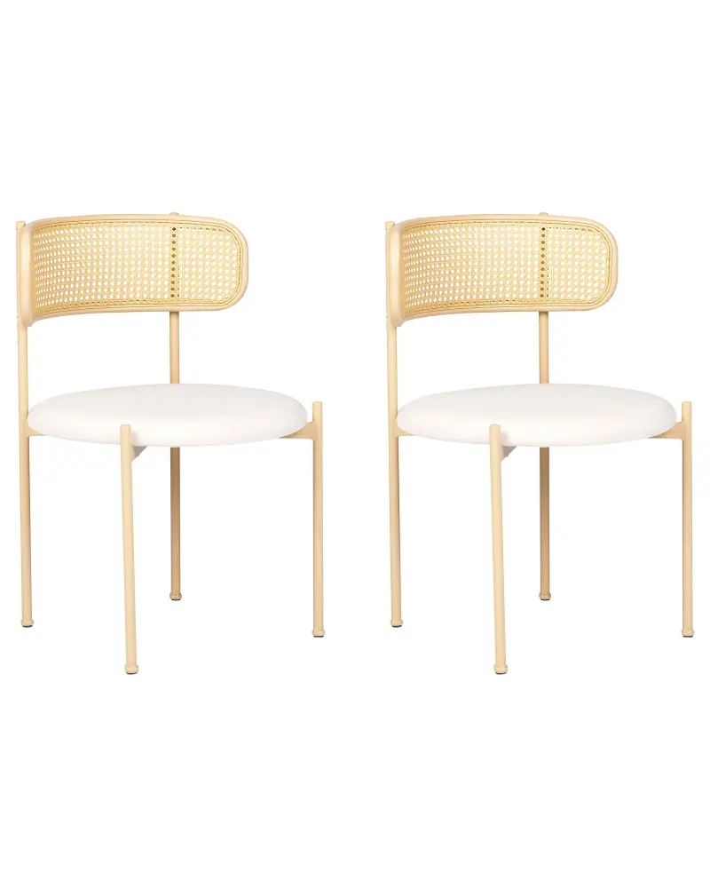 Set 2 Metal Dining Chairs Light Wood ANDOVER