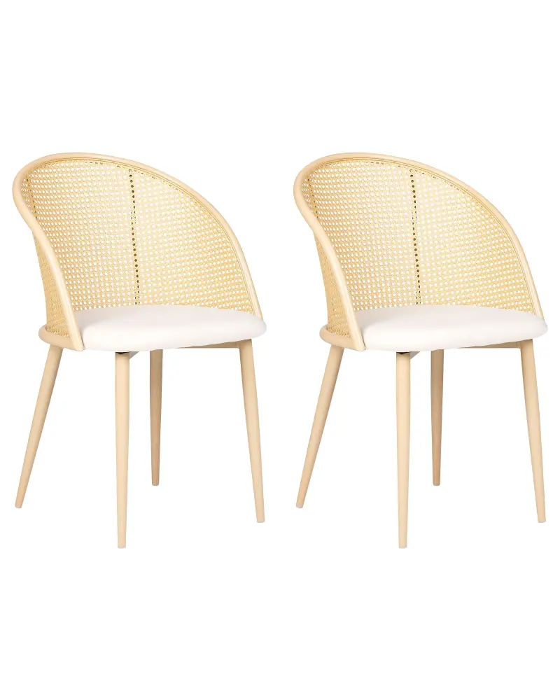 Set 2 Metal Dining Chairs Light Wood CORNELL