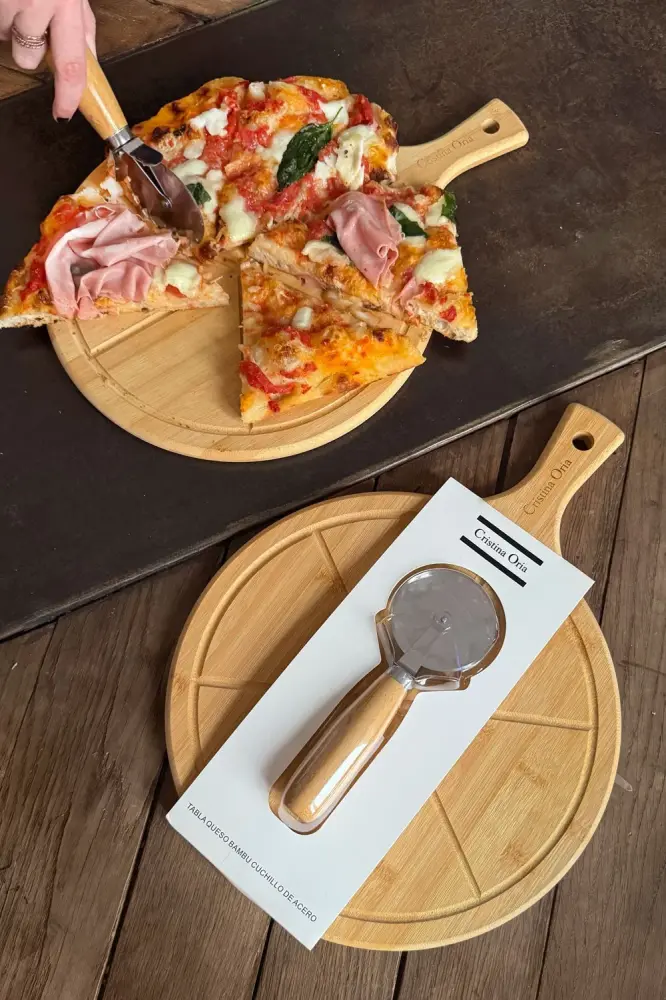 Bambus-Pizzabrett de 20 cm de Diámetro