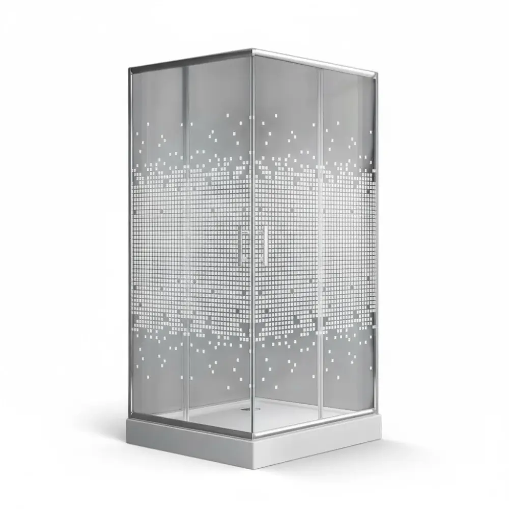 Cabine de douche carré 90/90/190 chromé con Estante para Toallas