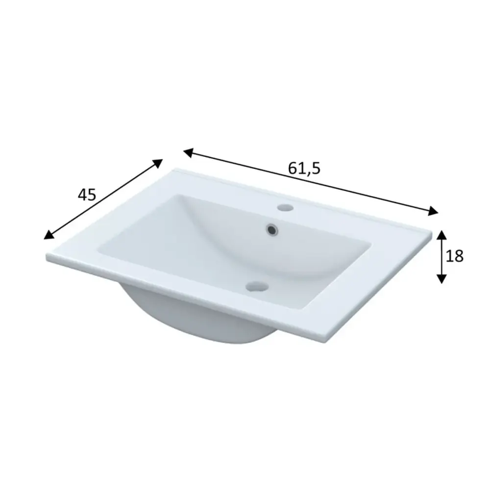 Mueble de baño Athena + espejo + lavabo roble 60 cm en Blanco Brillante