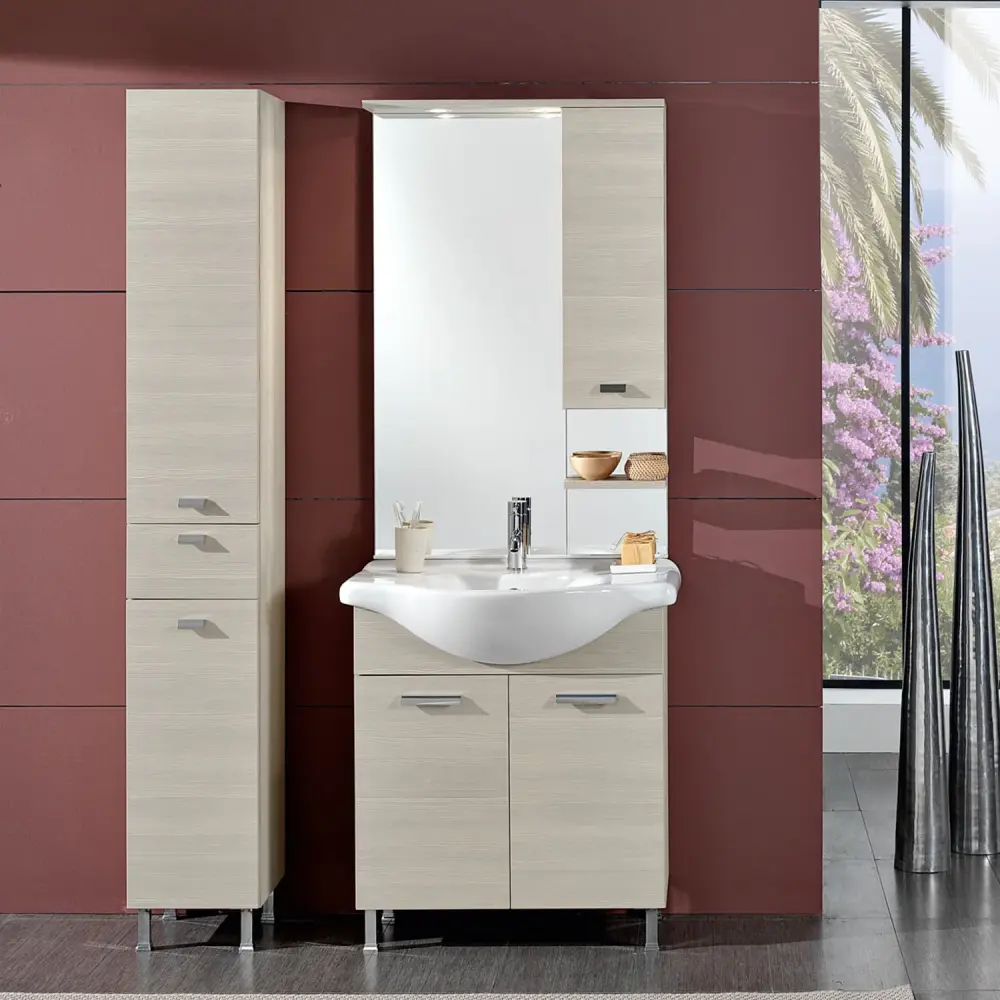 Mueble de baño móvil suelo modelo Rimini06 cm 105x195x47 acabado en alerce