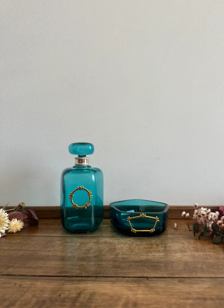 Repisa Flotante Duo de salle de bain en verre bleu annés 80