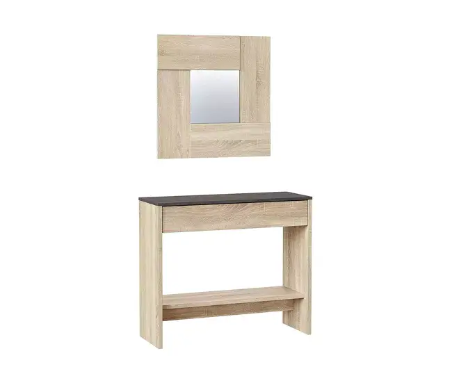 Mueble de entrada Ddrag, Entrada con espejo, Mueble con cajón y estante para entrada, Armario contemporáneo para recibid...