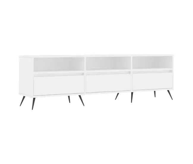 Mueble de TV madera contrachapada negro 150x30x44,5 cm con Almacenamiento Oculto