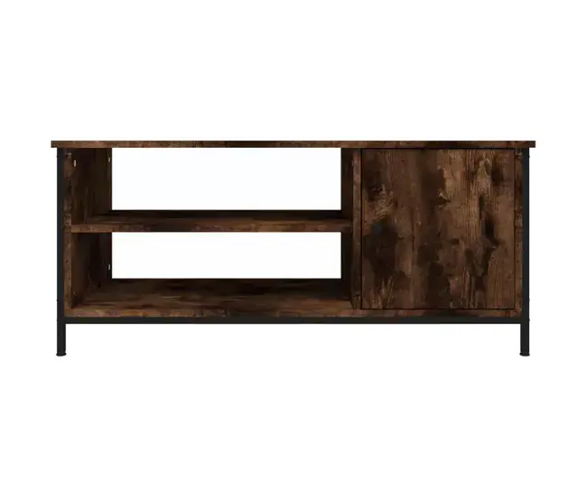 Mueble de TV madera contrachapada roble ahumado 100x40x45 cm Montaje Incluido