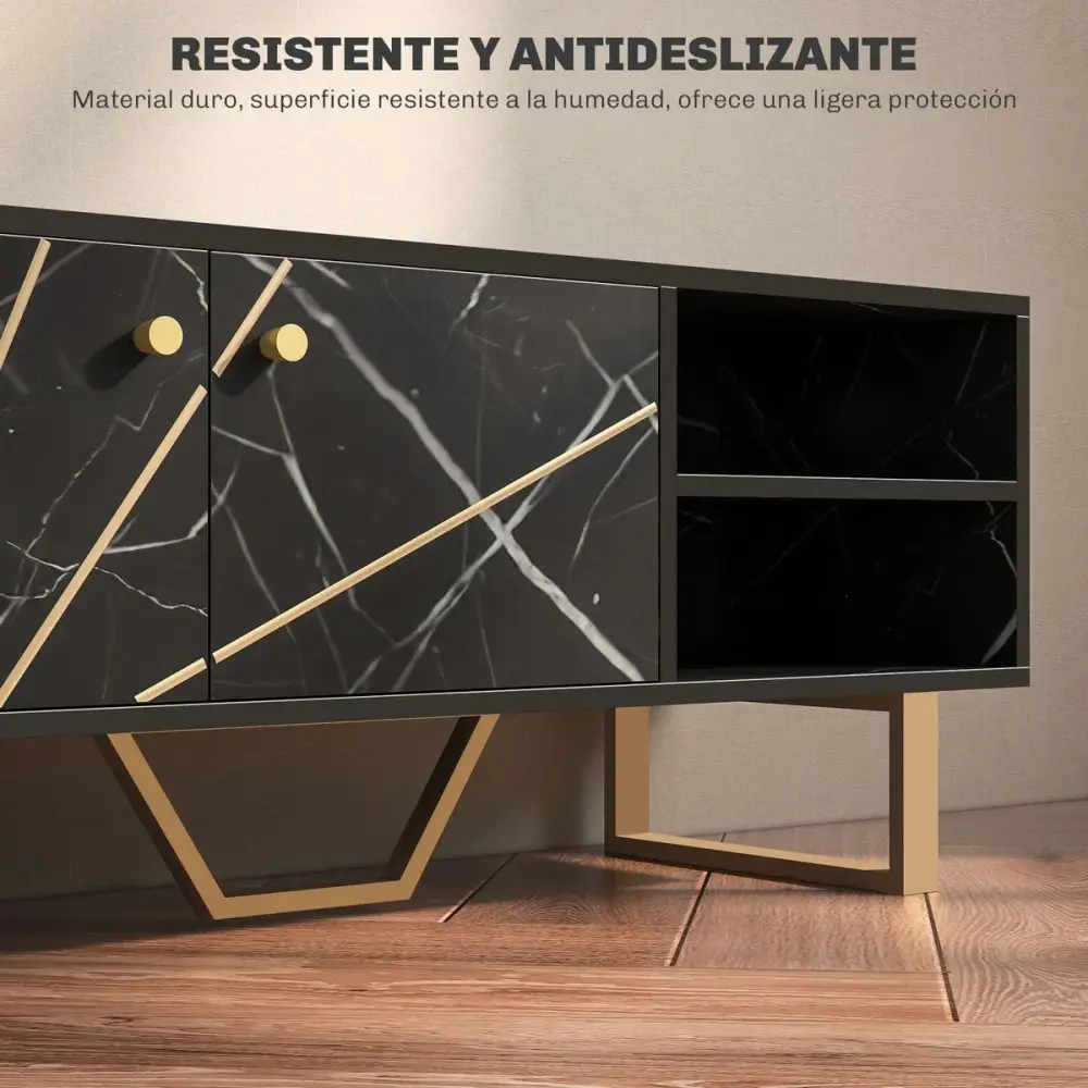 Mueble de TV Pangio Homcom 2 puertas + 2 compartimentos negro 45x110x35 cm