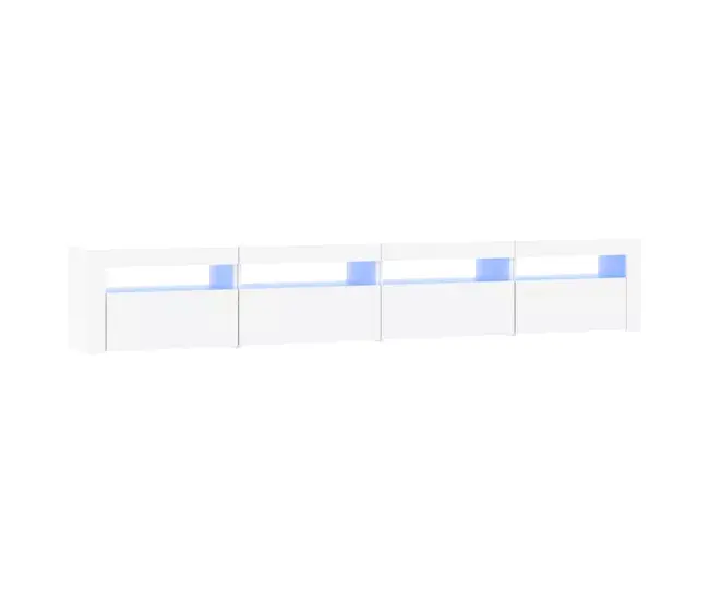 Premium Roble Sólido Mueble de TV con luces LED color roble ahumado 240x35x40 cm