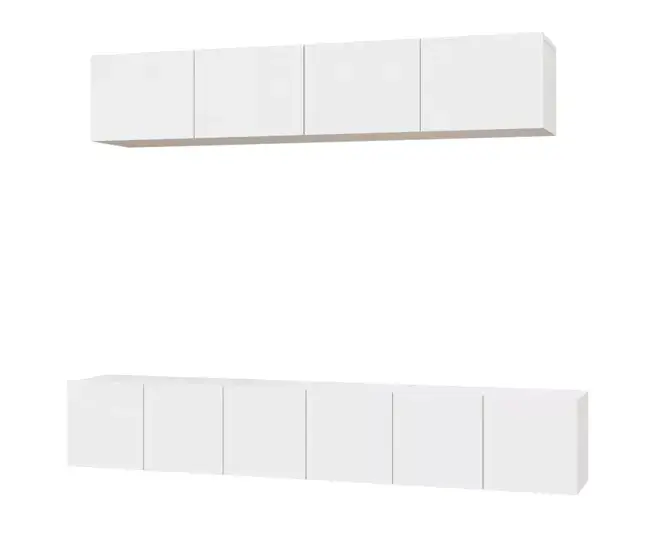 Set de muebles de TV 5 piezas madera contrachapada gris hormigón en Tela Chenilla