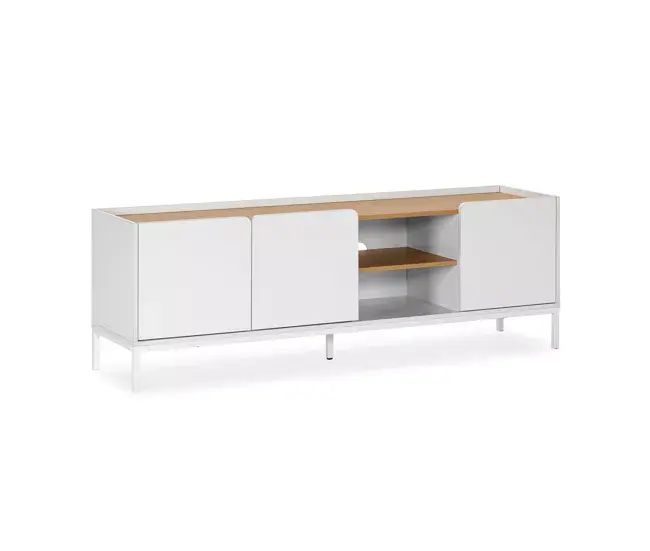Sofá Cama Mueble Tv Curva 3 puertas color Blanco