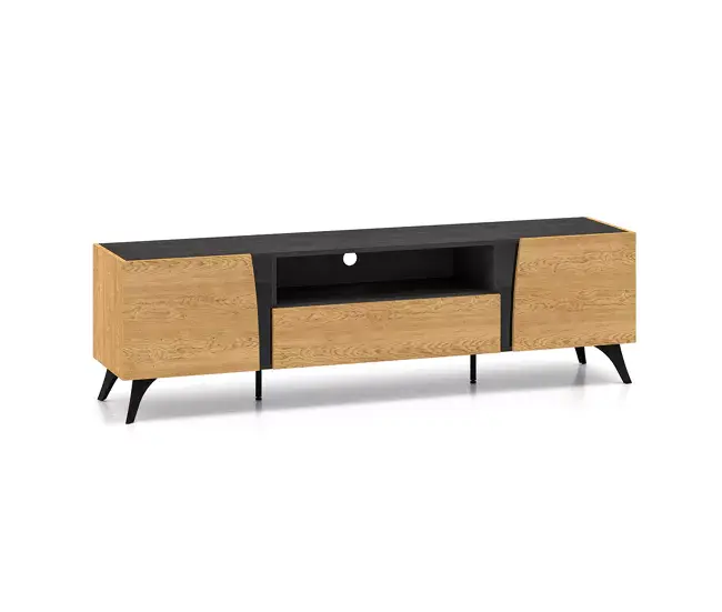 Sofá Cama Mueble TV 2 puertas 180 cm Soah Madera y Negro