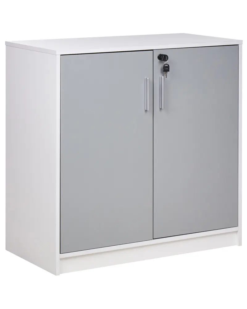 2 Door Storage Cabinet 80 cm Grey and White ZEHNA